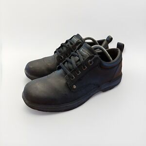 Skechers Segment Rilar Black Leather Casual Oxford Shoes 64260 Men Size 9.5